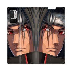 Housse Cuir Portefeuille Pour Redmi Note 10 5G Manga Naruto Itachi Visage