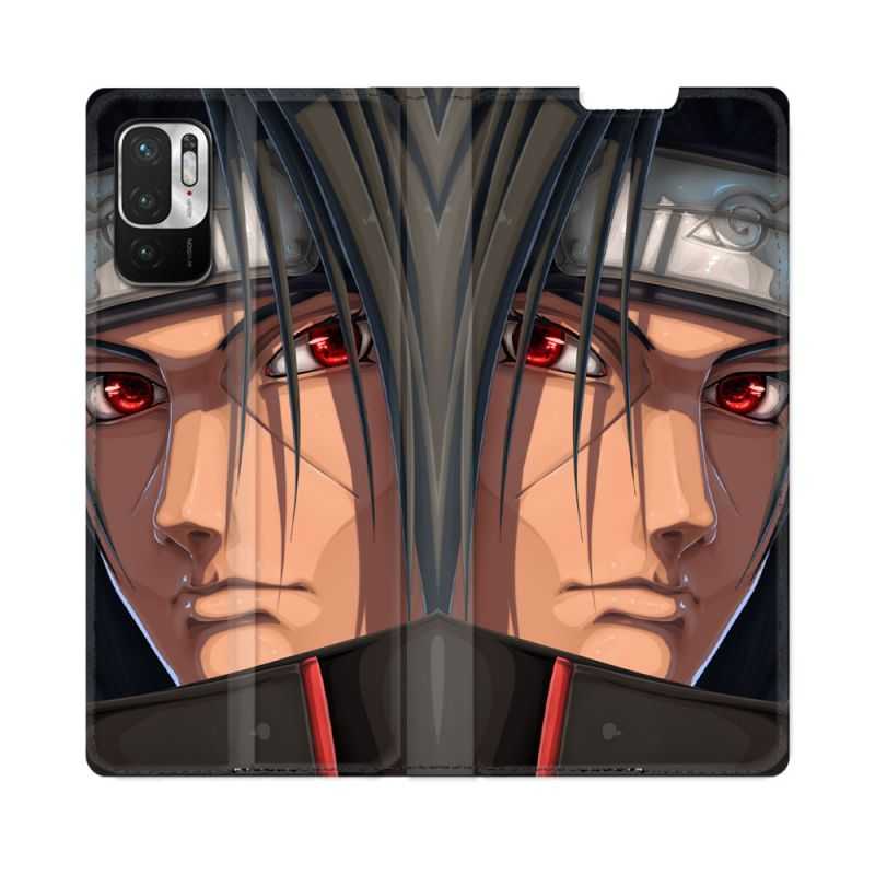Housse Cuir Portefeuille Pour Redmi Note 10 5G Manga Naruto Itachi Visage