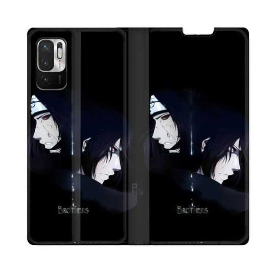 Housse Cuir Portefeuille Pour Redmi Note 10 5G Manga Naruto Sasuke Itachi