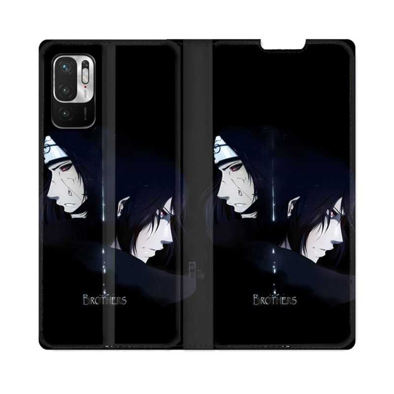 Housse Cuir Portefeuille Pour Redmi Note 10 5G Manga Naruto Sasuke Itachi