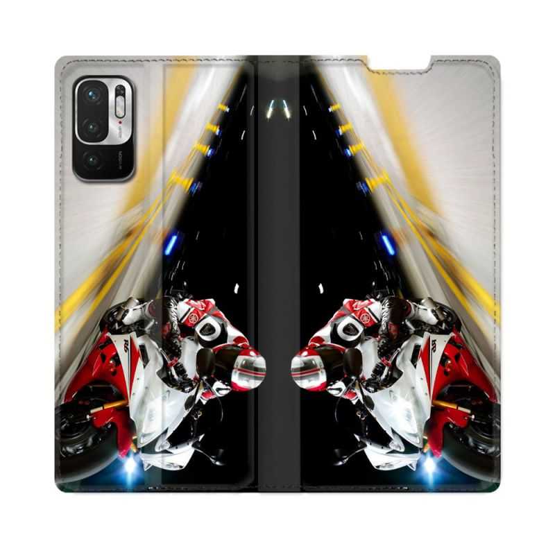 Housse Cuir Portefeuille Pour Redmi Note 10 5G Moto Course GP R6