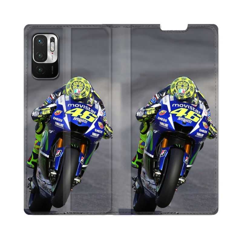 Housse Cuir Portefeuille Pour Redmi Note 10 5G Moto Course GP Wheeling 46