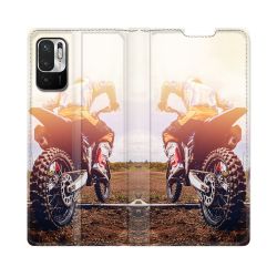 Housse Cuir Portefeuille Pour Redmi Note 10 5G Moto Cross Soleil