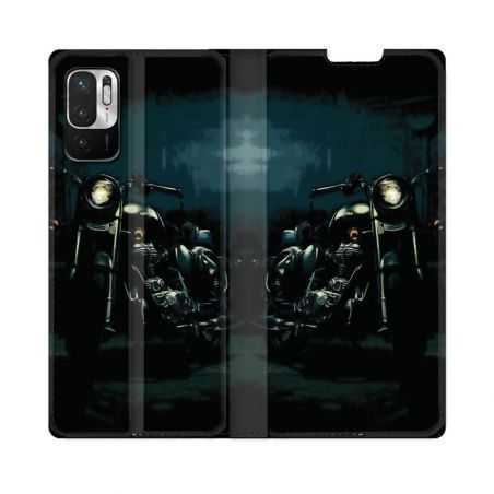 Housse Cuir Portefeuille Pour Redmi Note 10 5G Moto Harley Vintage