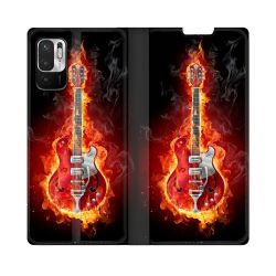 Housse Cuir Portefeuille Pour Redmi Note 10 5G Musique Guitare Electrique
