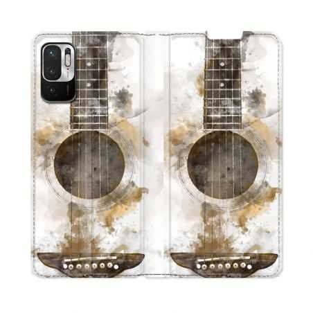 Housse Cuir Portefeuille Pour Redmi Note 10 5G Musique Guitare Tag