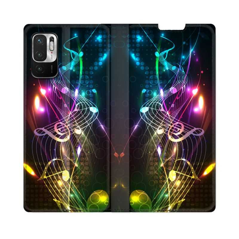 Housse Cuir Portefeuille Pour Redmi Note 10 5G Musique Partition Multicolore