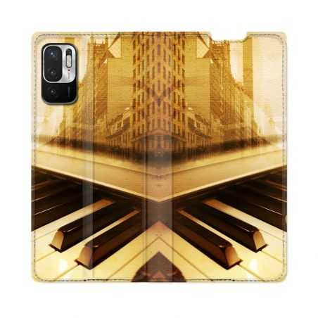 Housse Cuir Portefeuille Pour Redmi Note 10 5G Musique Piano Retro