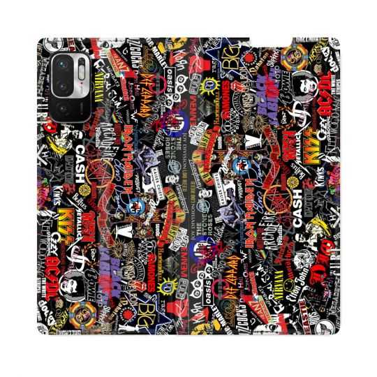 Housse Cuir Portefeuille Pour Redmi Note 10 5G Musique Rock Groupe