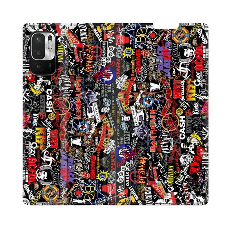 Housse Cuir Portefeuille Pour Redmi Note 10 5G Musique Rock Groupe
