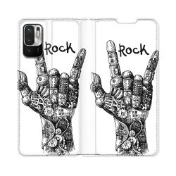 Housse Cuir Portefeuille Pour Redmi Note 10 5G Musique Rock Main