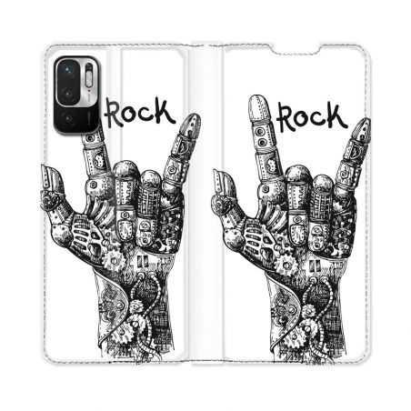 Housse Cuir Portefeuille Pour Redmi Note 10 5G Musique Rock Main
