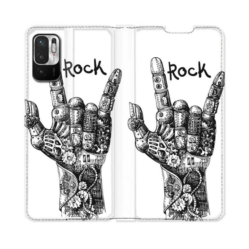 Housse Cuir Portefeuille Pour Redmi Note 10 5G Musique Rock Main