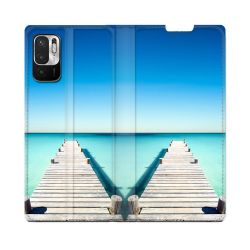 Housse Cuir Portefeuille Pour Redmi Note 10 5G Nature Pont Mer