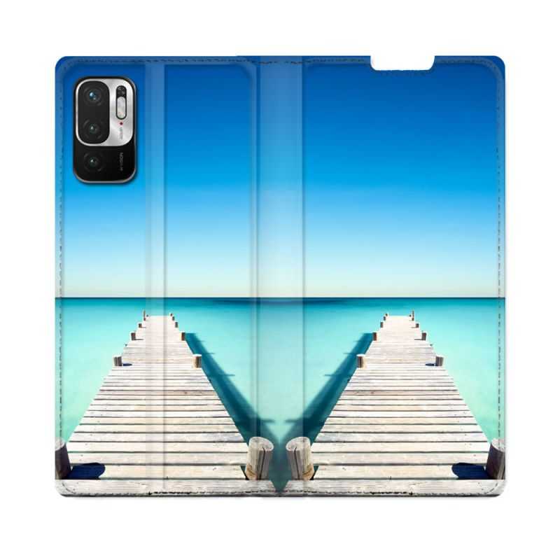 Housse Cuir Portefeuille Pour Redmi Note 10 5G Nature Pont Mer