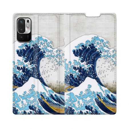 Housse Cuir Portefeuille Pour Redmi Note 10 5G Peinture La Grande Vague