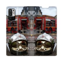 Housse Cuir Portefeuille Pour Redmi Note 10 5G Pompier Casque Camion
