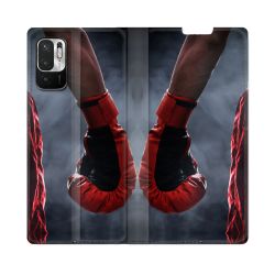 Housse Cuir Portefeuille Pour Redmi Note 10 5G Sport Boxe Gant Rouge