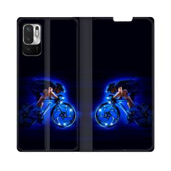 Housse Cuir Portefeuille Pour Redmi Note 10 5G Sport Cyclisme Bleu