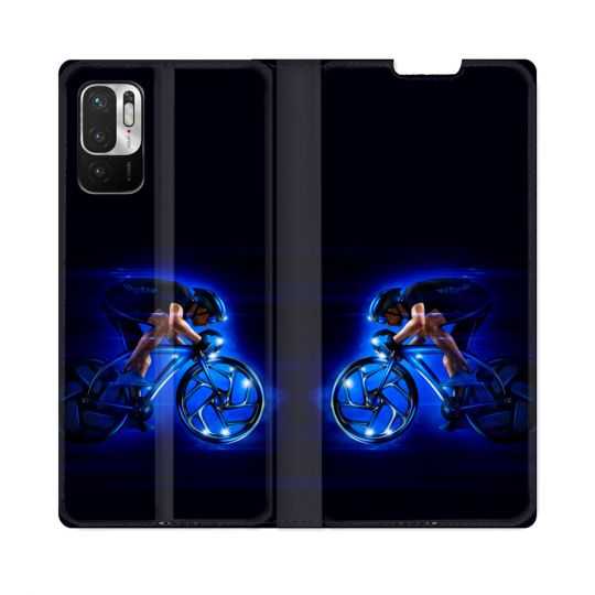 Housse Cuir Portefeuille Pour Redmi Note 10 5G Sport Cyclisme Bleu