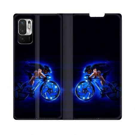 Housse Cuir Portefeuille Pour Redmi Note 10 5G Sport Cyclisme Bleu