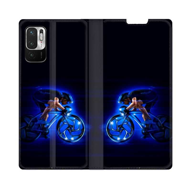 Housse Cuir Portefeuille Pour Redmi Note 10 5G Sport Cyclisme Bleu