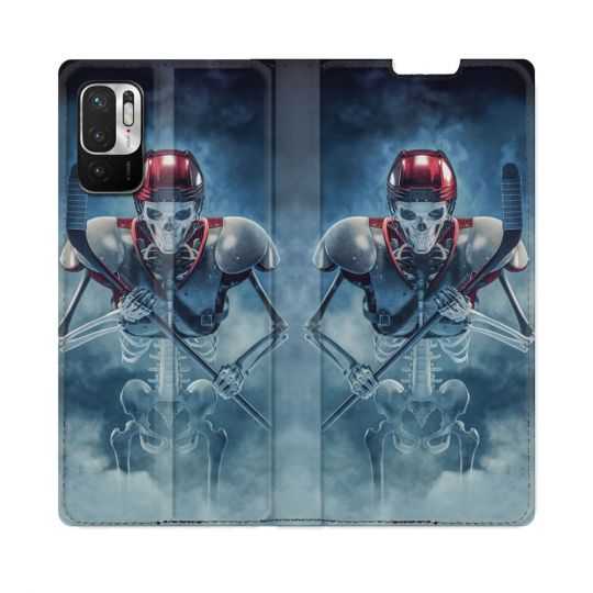 Housse Cuir Portefeuille Pour Redmi Note 10 5G Sport Hockey Squelette