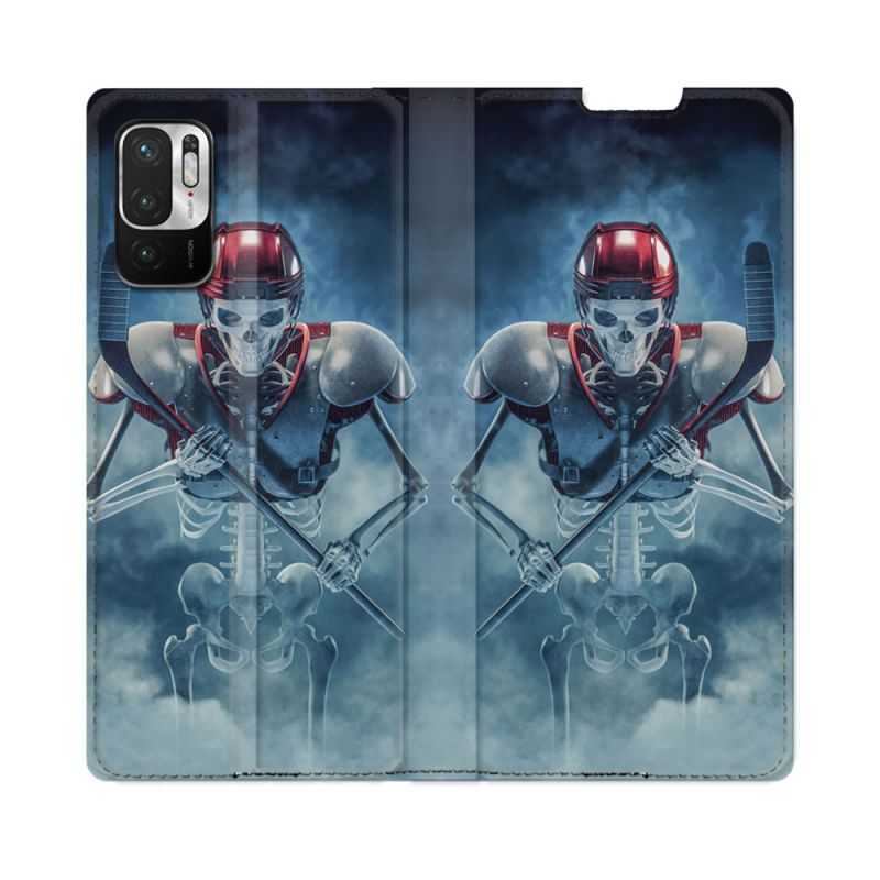 Housse Cuir Portefeuille Pour Redmi Note 10 5G Sport Hockey Squelette