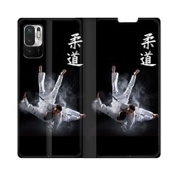 Housse Cuir Portefeuille Pour Redmi Note 10 5G Sport Judo Noir