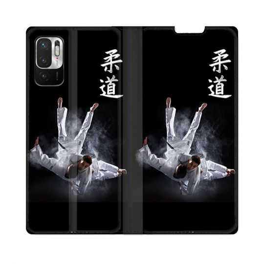 Housse Cuir Portefeuille Pour Redmi Note 10 5G Sport Judo Noir