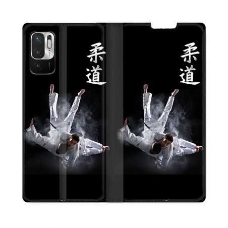 Housse Cuir Portefeuille Pour Redmi Note 10 5G Sport Judo Noir