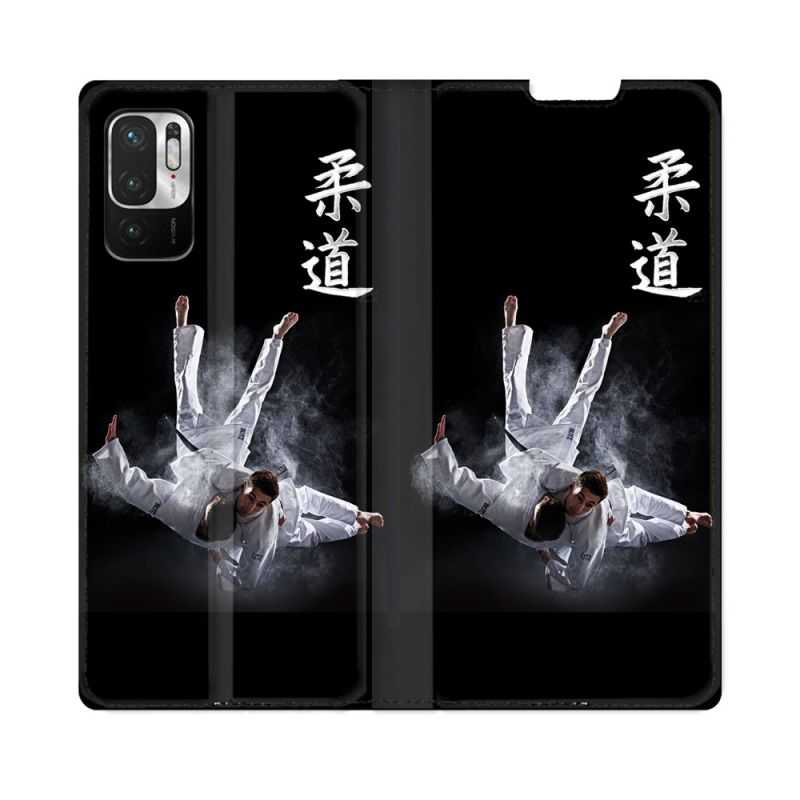 Housse Cuir Portefeuille Pour Redmi Note 10 5G Sport Judo Noir