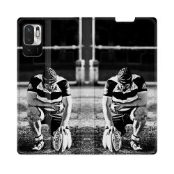 Housse Cuir Portefeuille Pour Redmi Note 10 5G Sport Rugby Noir Blanc