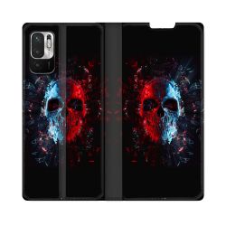 Housse Cuir Portefeuille Pour Redmi Note 10 5G Tete de Mort Deflagration