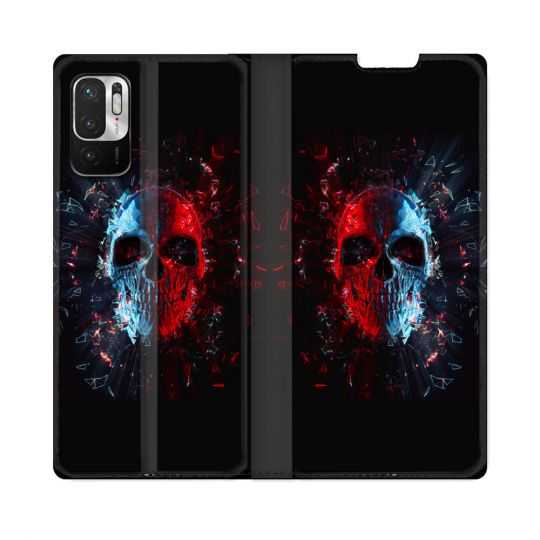 Housse Cuir Portefeuille Pour Redmi Note 10 5G Tete de Mort Deflagration
