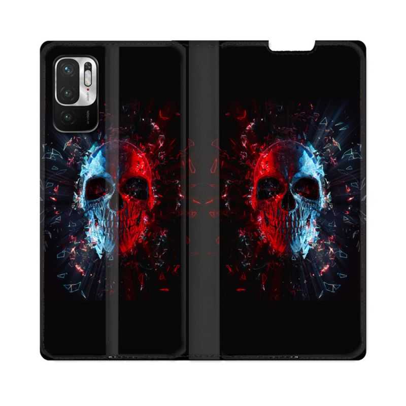 Housse Cuir Portefeuille Pour Redmi Note 10 5G Tete de Mort Deflagration