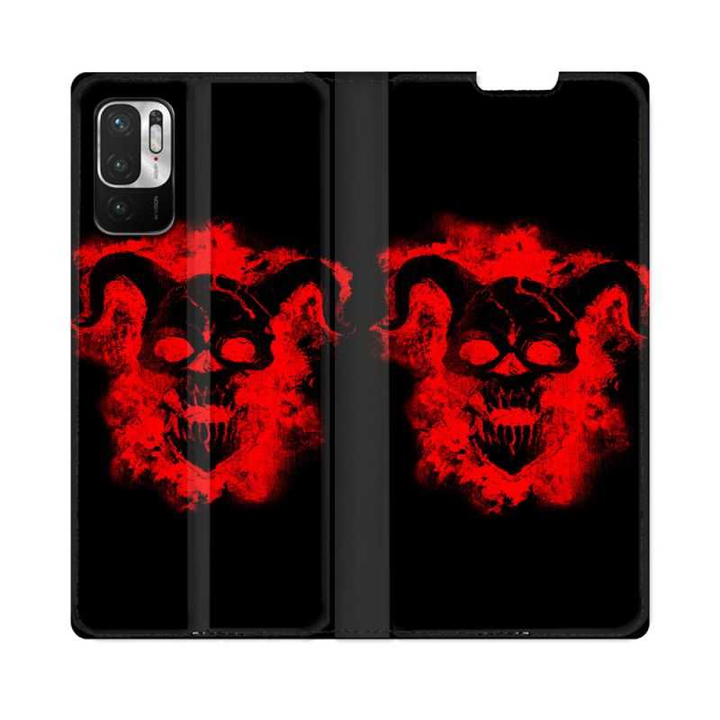 Housse Cuir Portefeuille Pour Redmi Note 10 5G Tete de Mort Diable