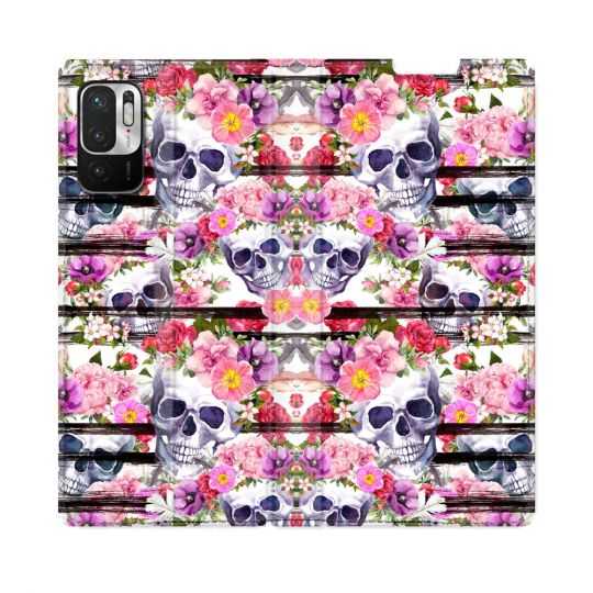 Housse Cuir Portefeuille Pour Redmi Note 10 5G Tete de Mort Pattern