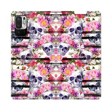 Housse Cuir Portefeuille Pour Redmi Note 10 5G Tete de Mort Pattern
