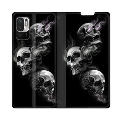 Housse Cuir Portefeuille Pour Redmi Note 10 5G Tete de Mort Triple