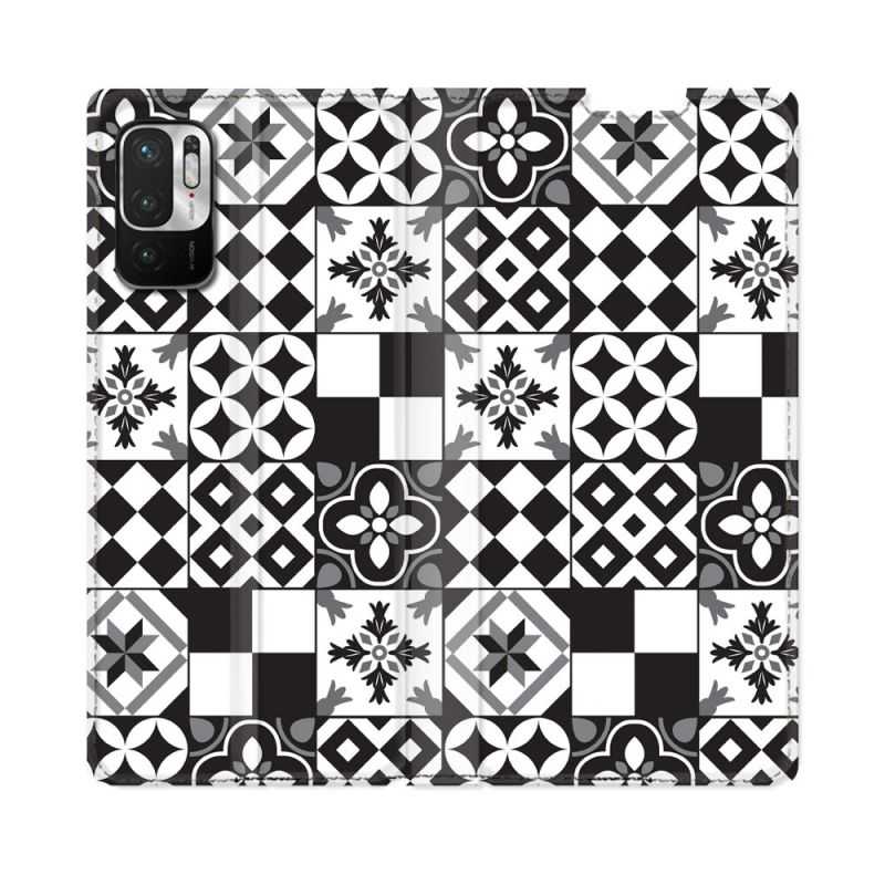 Housse Cuir Portefeuille Pour Redmi Note 10 5G Texture Carreau Ciment Noir