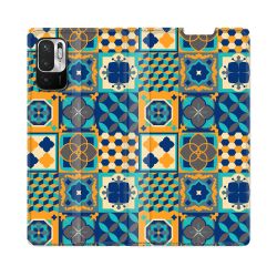 Housse Cuir Portefeuille Pour Redmi Note 10 5G Texture Carreau Ciment Orange