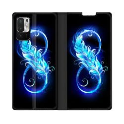 Housse Cuir Portefeuille Pour Redmi Note 10 5G Texture Plume Infini Bleu