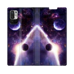Housse Cuir Portefeuille Pour Redmi Note 10 5G Univers Planete Stellaire