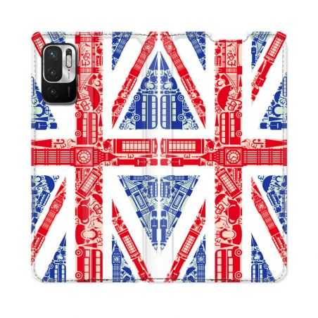 Housse Cuir Portefeuille Pour Redmi Note 10 5G Voyage Angleterre Blanc