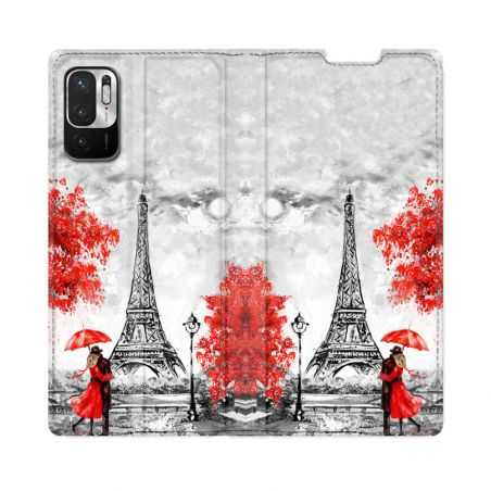 Housse Cuir Portefeuille Pour Redmi Note 10 5G Voyage France Paris Rouge