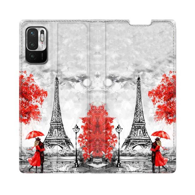 Housse Cuir Portefeuille Pour Redmi Note 10 5G Voyage France Paris Rouge