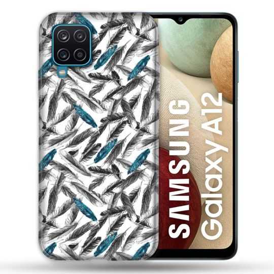 Coque Pour Samsung Galaxy A12 Texture Plume Canard