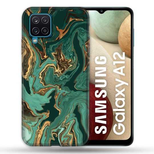 Coque Pour Samsung Galaxy A12 Texture Marbre Vert
