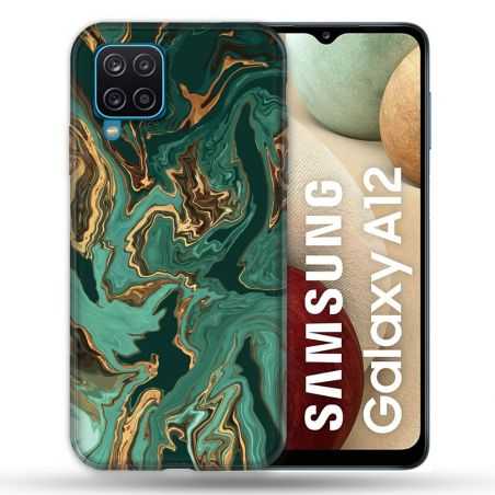 Coque Pour Samsung Galaxy A12 Texture Marbre Vert